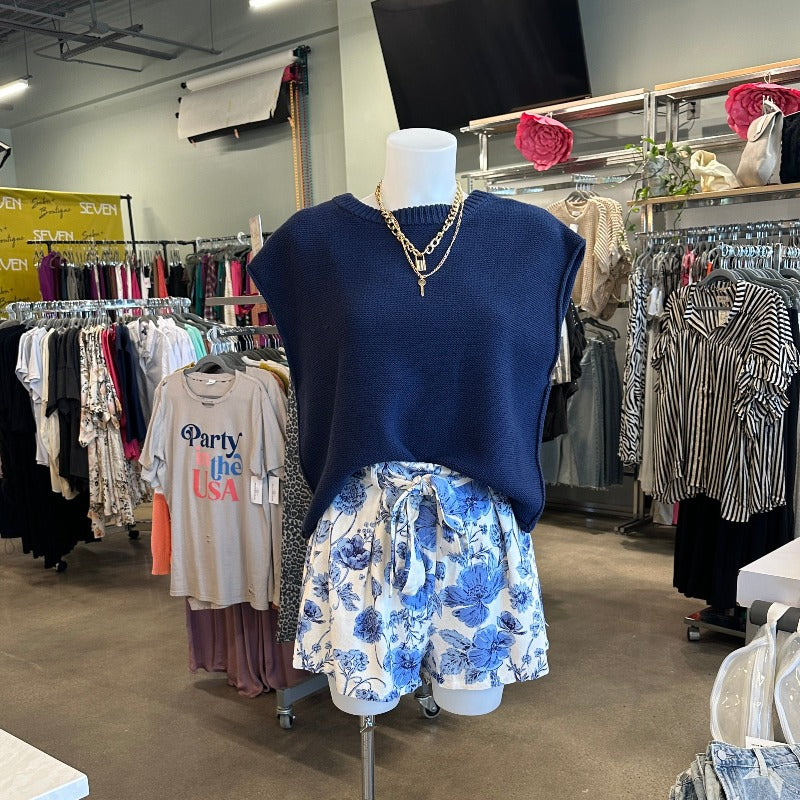 Blue Floral Shorts