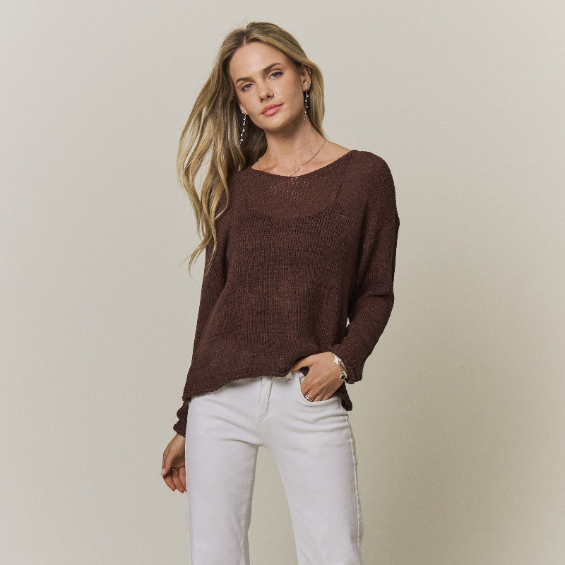 Brown Lightweight V-Neck Sweater