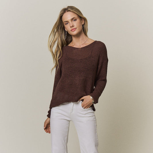 Brown Lightweight V-Neck Sweater