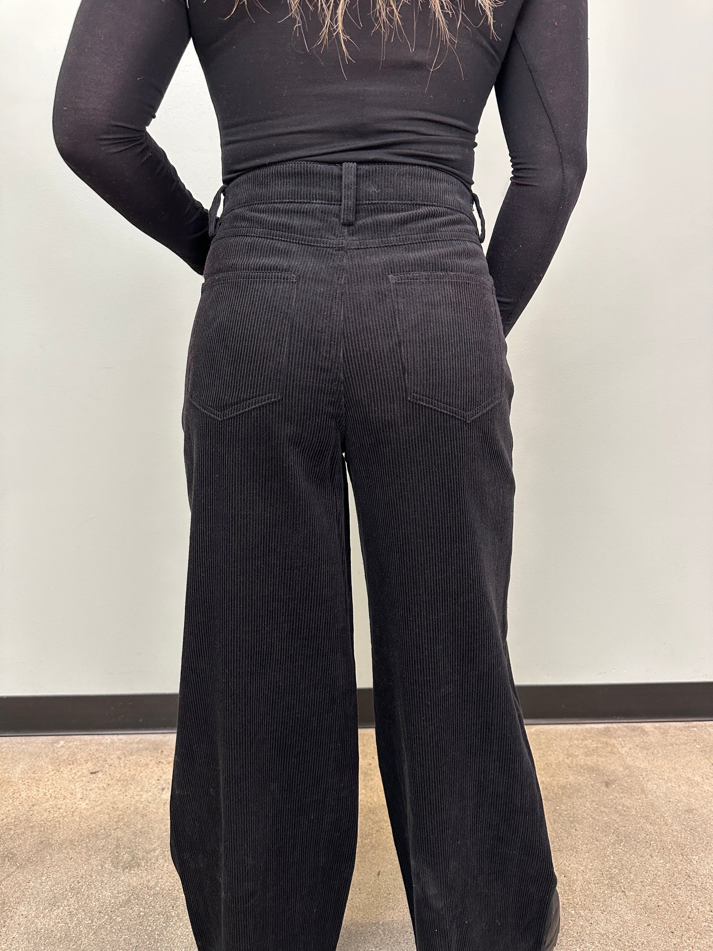 Black Wide Leg Corduroy Pants