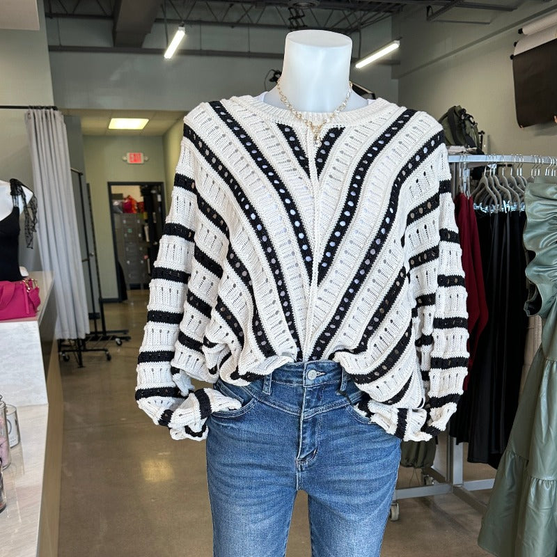 Chevron Knit Pullover Sweater