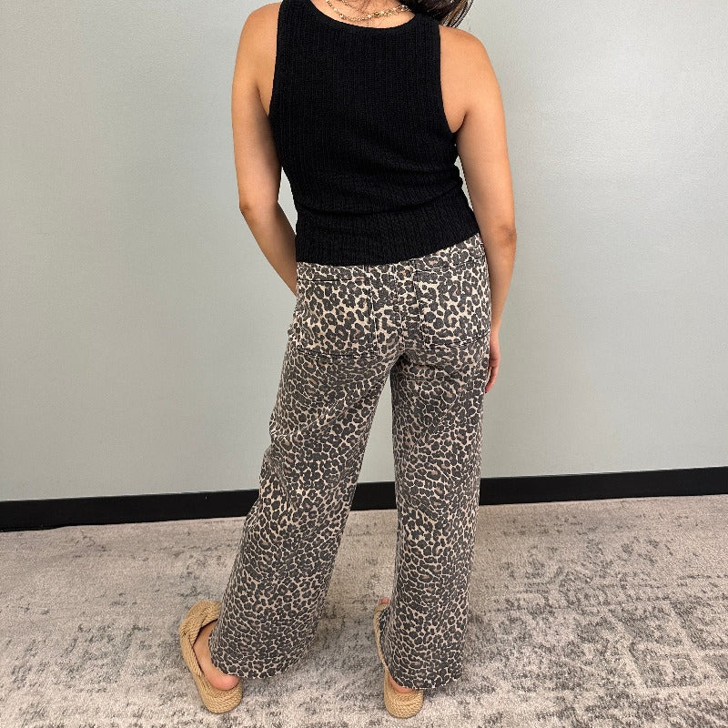 Leopard Print Wide Leg Pants