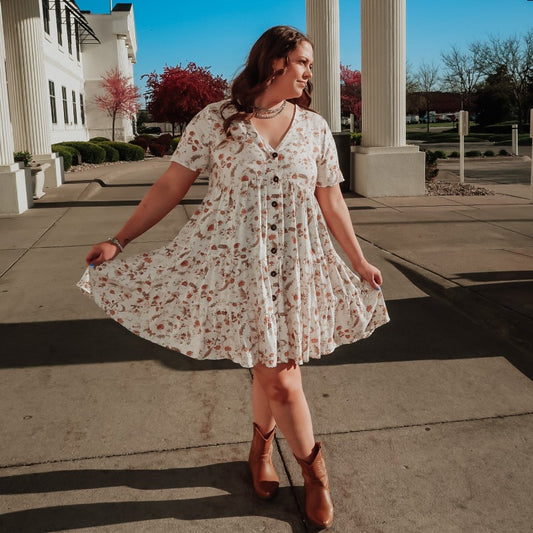 Short Sleeve Floral Tiered Dress