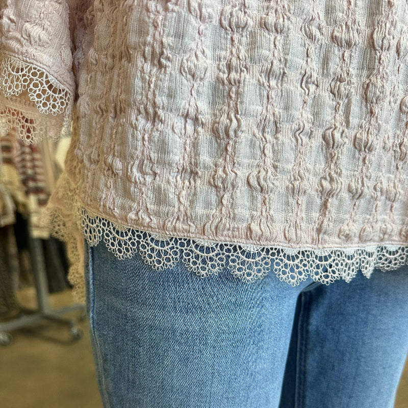 Rose Popcorn Knit Oversized Top