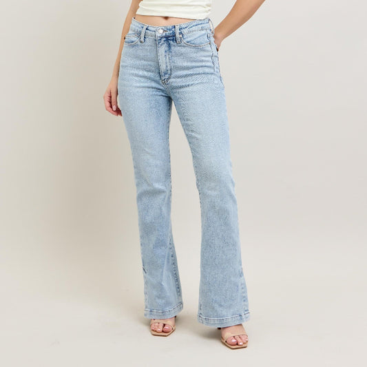 JUDY BLUE Tummy Control Side Slit Slim Bootcut Jeans