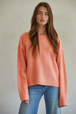 Salmon Pink Pullover Sweater