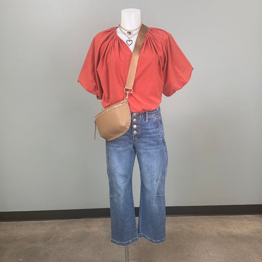 RISEN   Mid Rise Fit-Crop Barrel Jean