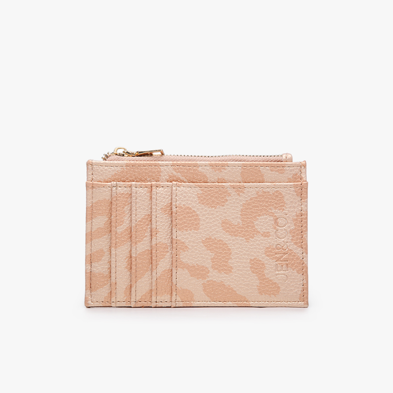 Cheetah-patterned cardholder on a white background