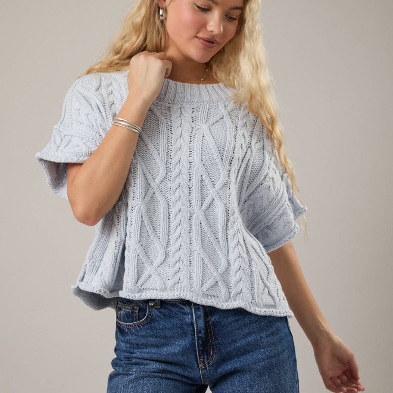 Light Blue Short Sleeve Sweater