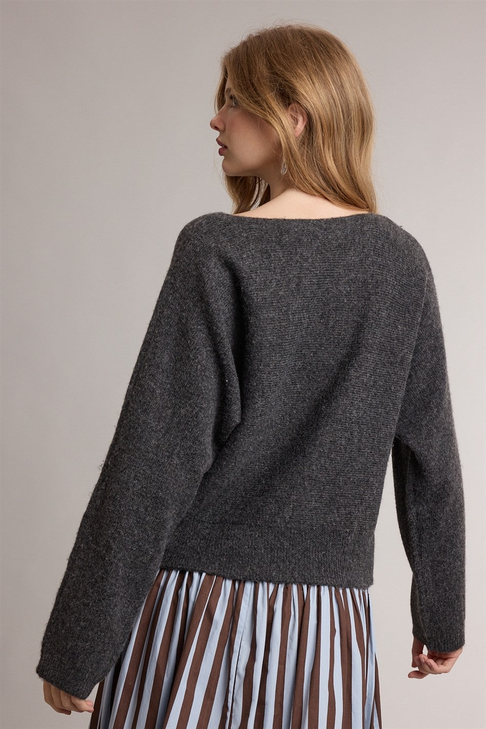 Charcoal Boatneck Sweater