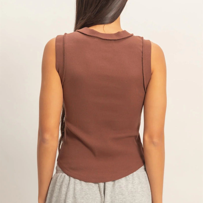 Seam Detail High Neck Tank Top