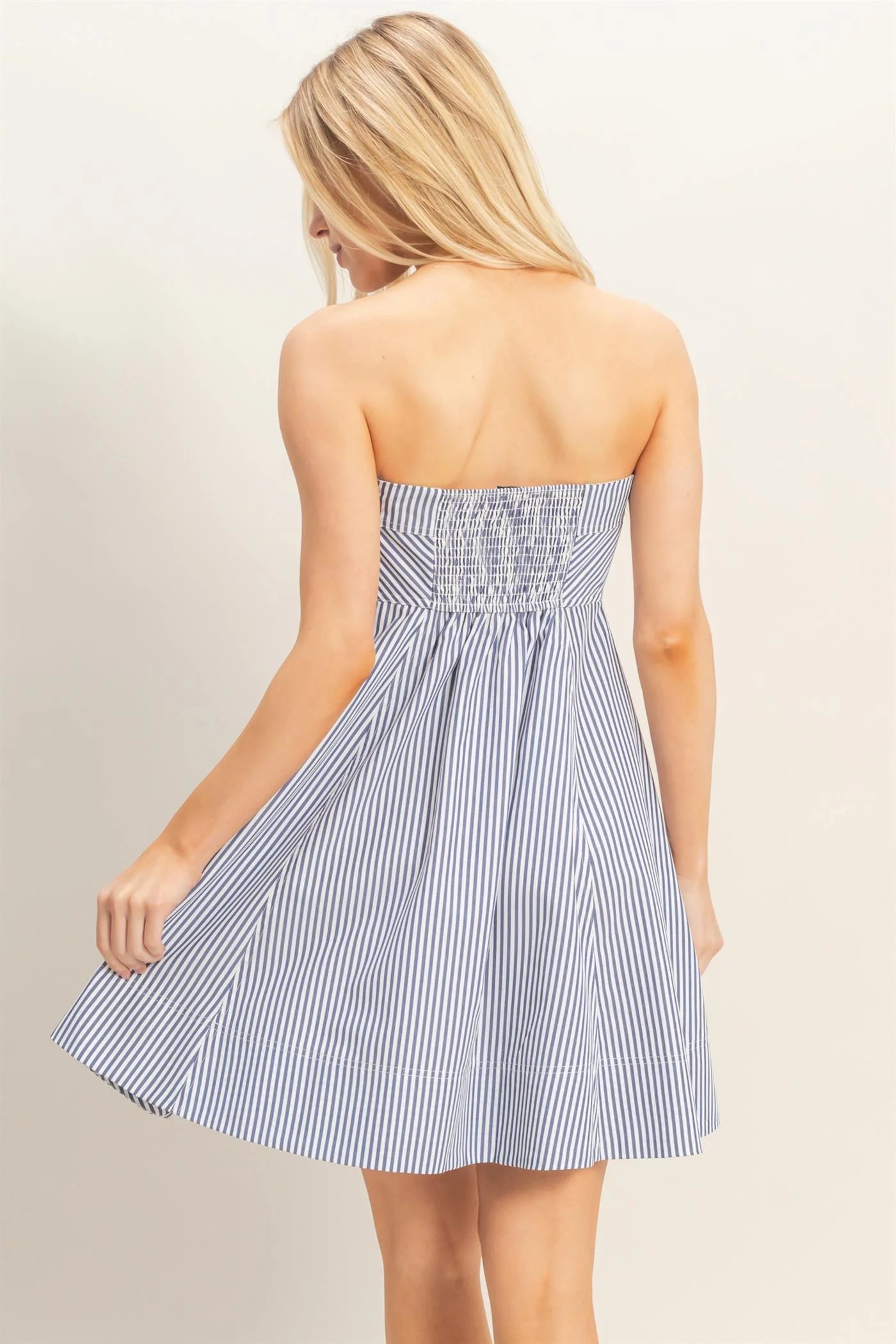 Navy Striped Mini Dress
