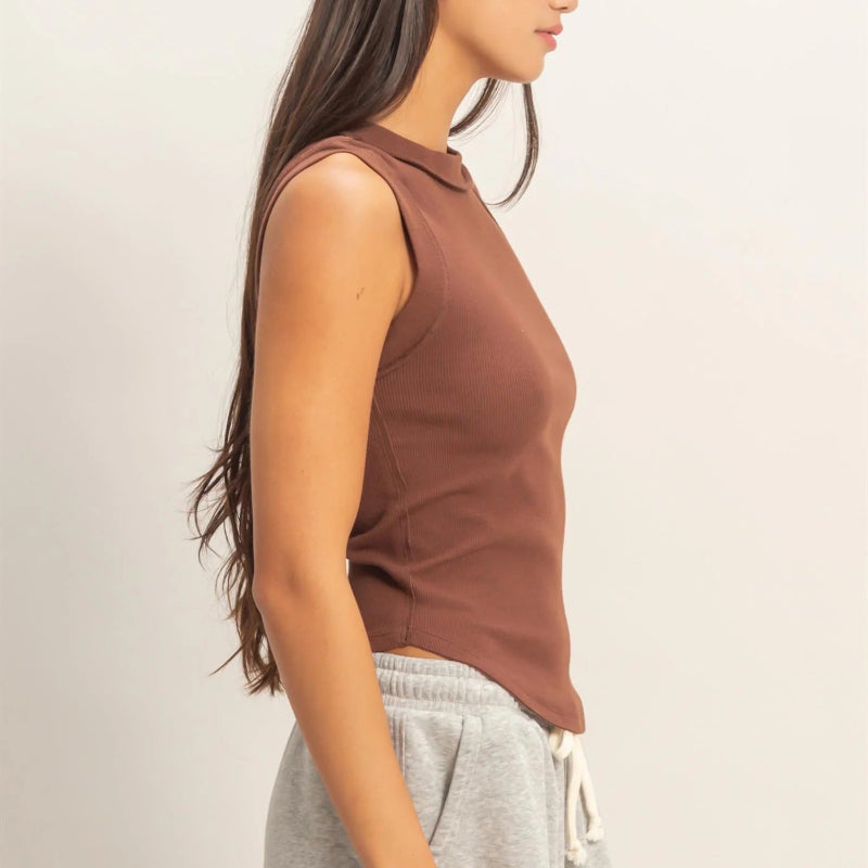 Seam Detail High Neck Tank Top