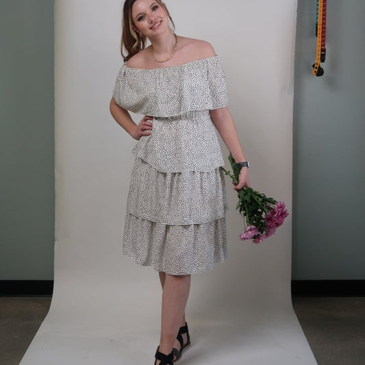 Polka Dot Off Shoulder Tiered Dress