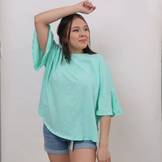 Mint Green Ruffle Sleeve Top